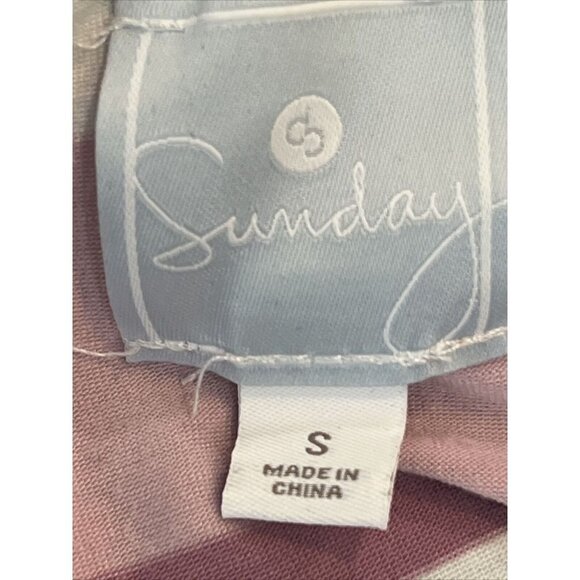 Sunday Sleeveless Midi Dress Knit Pink Striped S Small Opening & Bow in Back - Picture 10 of 12